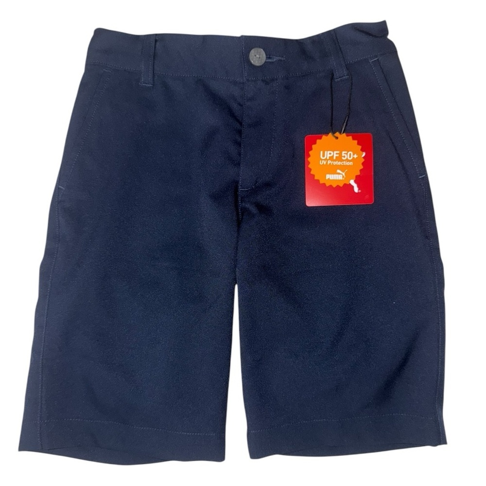 Puma Boys Golf Shorts Navy Blue XS 6/7 Adjustable Waist UPF 50+